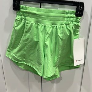 Brand New Lululemon hottie hot HR neon green shorts Size 2